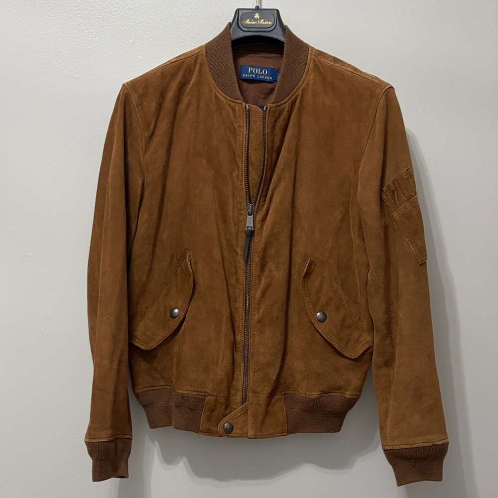 Polo by Ralph Lauren Chestnut Brown Goat Suede Bomber Jacket